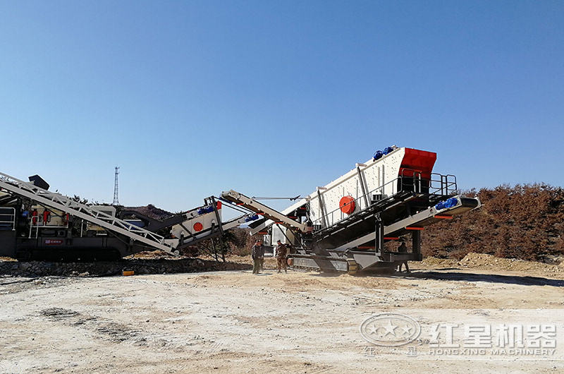 山東煙臺移動破碎生產(chǎn)現(xiàn)場